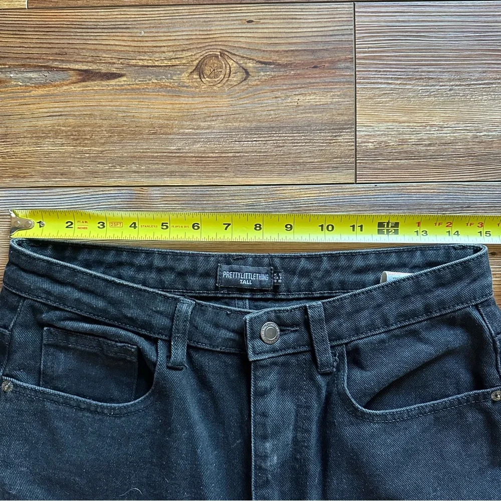 PrettyLittleThing Black Denim High Waisted Straight Leg Jeans Size 8 Tall/Long - Picture 6 of 7